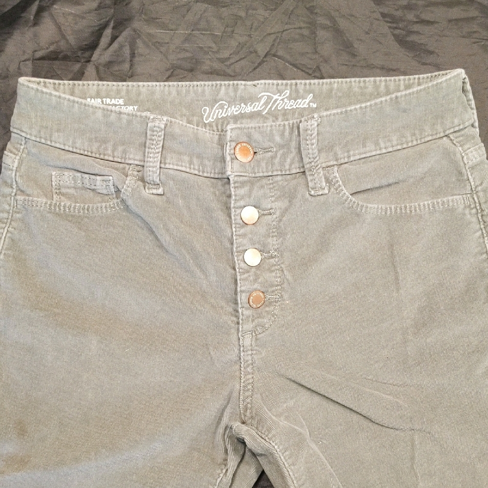 High Rise Sage Green Button Fly Cords - Picture 2 of 6